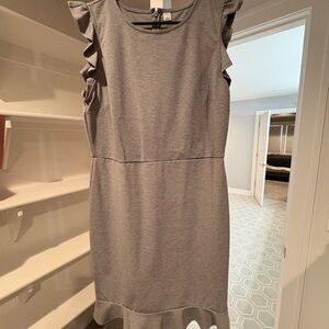 Elegant Old Navy Gray Ruffle Sleeve Midi Dress
